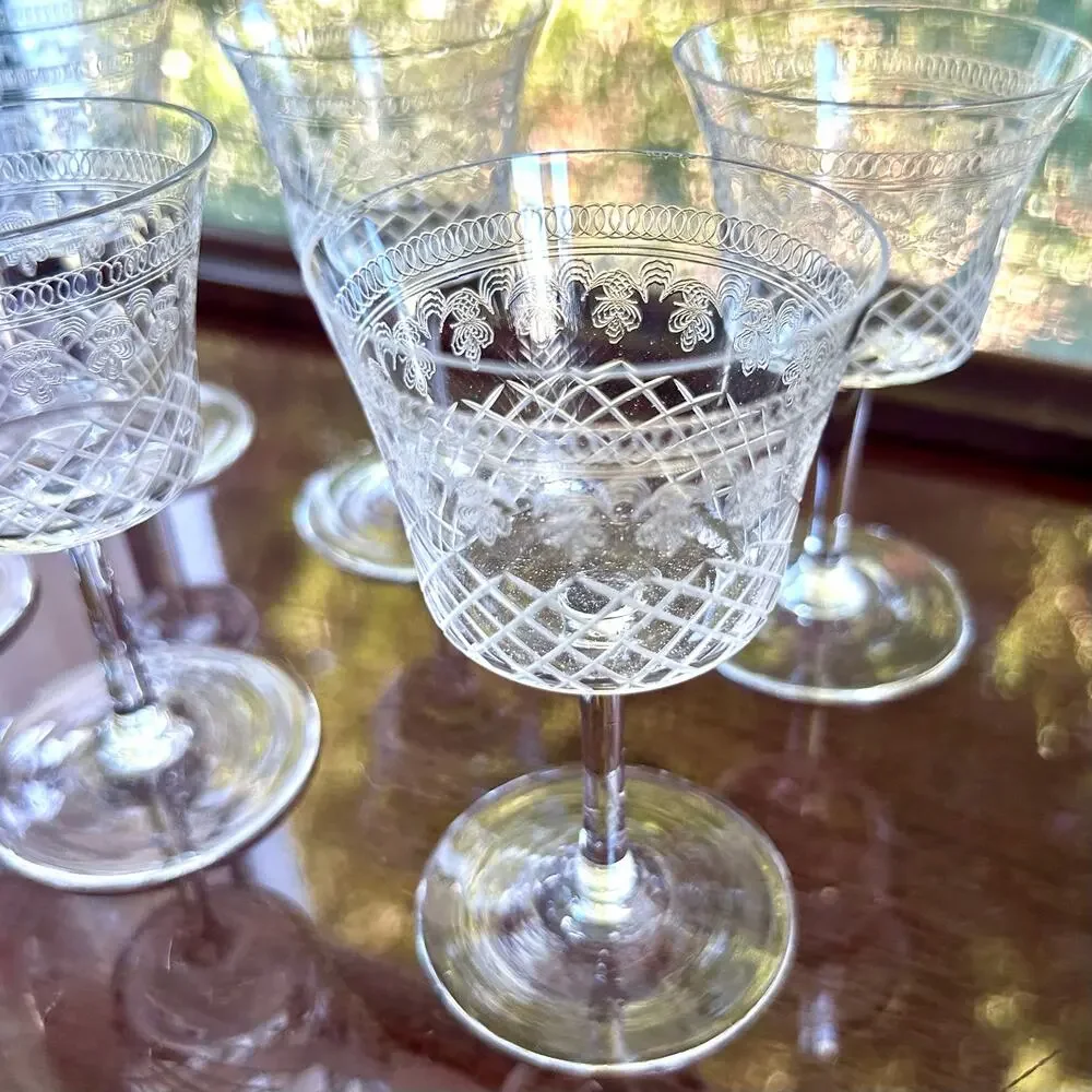 Vintage Pall Mall Lady Hamilton Crystal Liqueur Glasses Set of 6